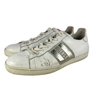BIKKEMBERGS Mens Low Top SNEAKERS US 10 White Leather Casual Tennis Shoes